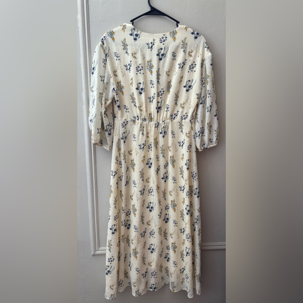 Ba&sh Floral floaty lady Button midi tea dress cream white 2 M French puff sleev - Picture 3 of 7
